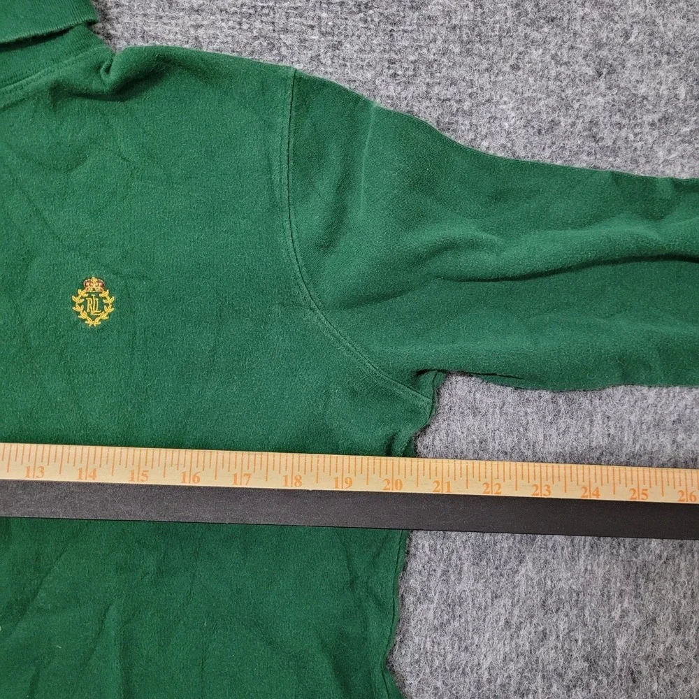 Lauren Ralph Lauren Turtleneck Womens Size M Green Cotton Crest Logo Long Sleeve